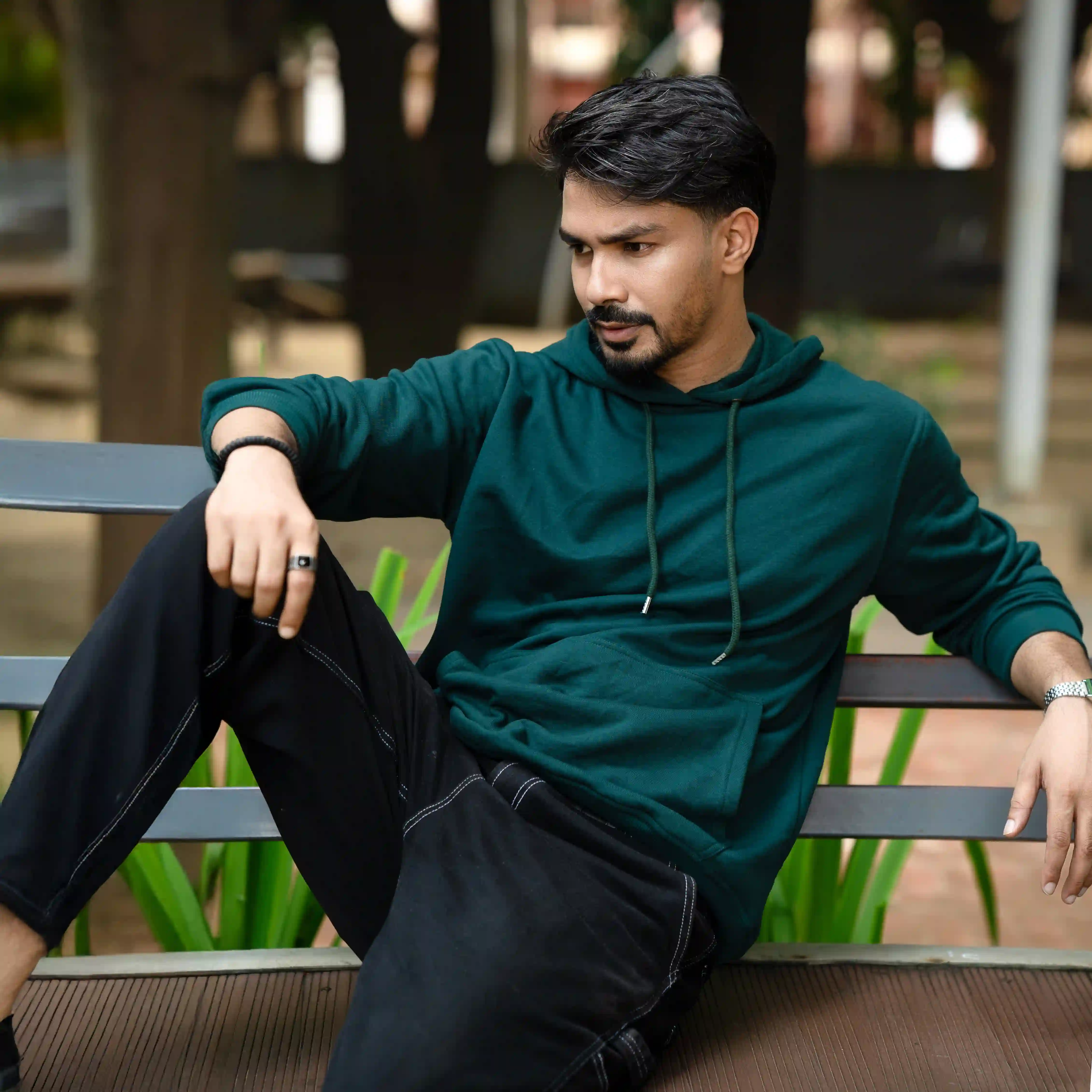 Classic Solid Hoodie (Single)- Bottle Green