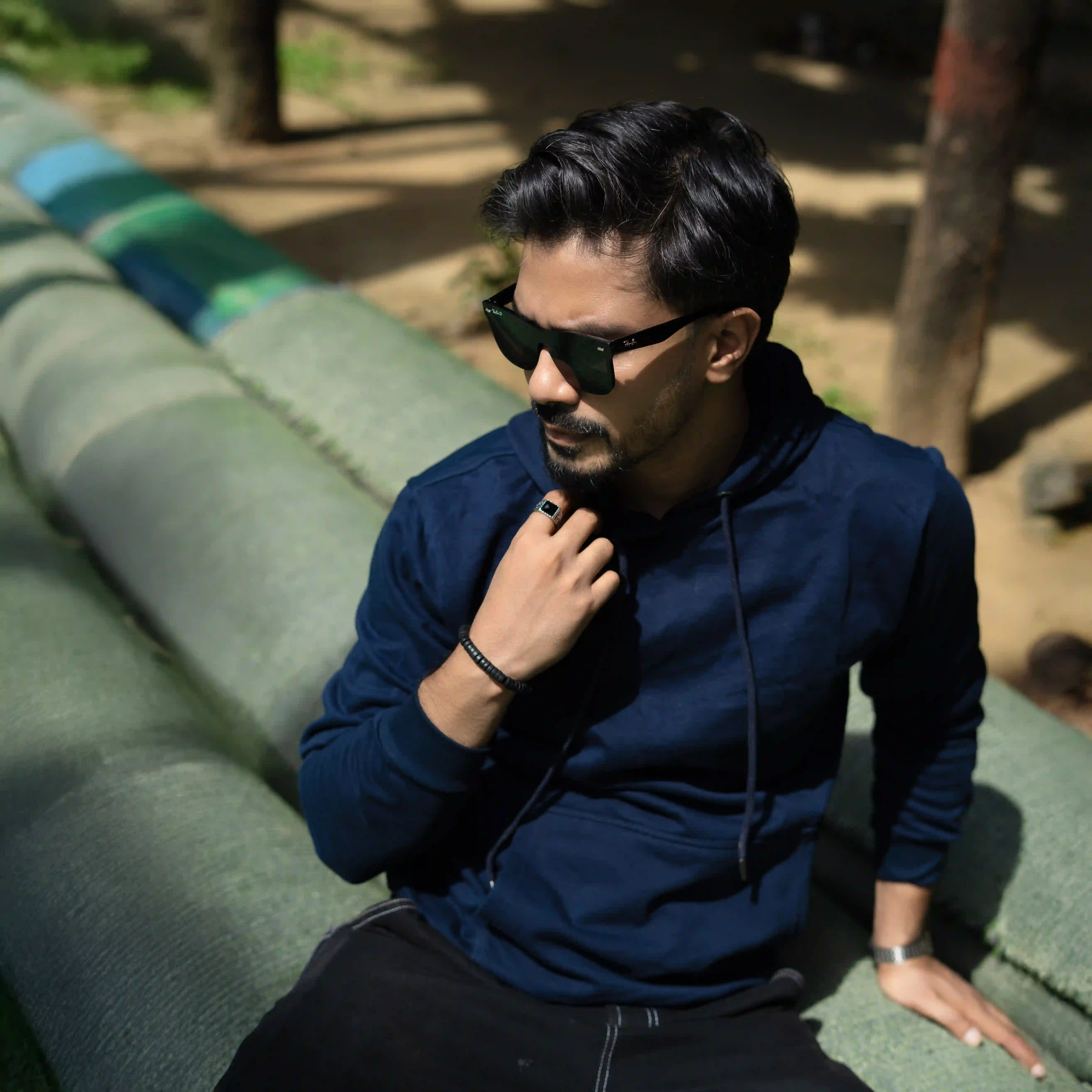 Classic Solid Hoodie (Single)- Navy